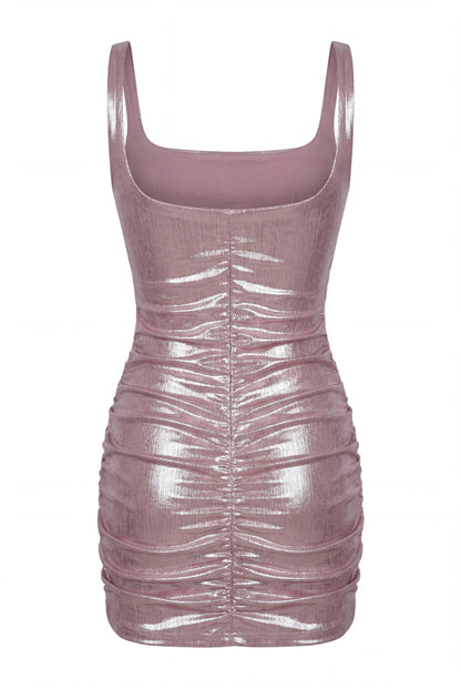LIGHT SHIMMERING PINK MINI DRESS