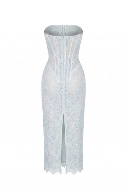 BEADED LACE CORSET DRESS