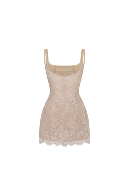 BEIGE CORSET MINI DRESS