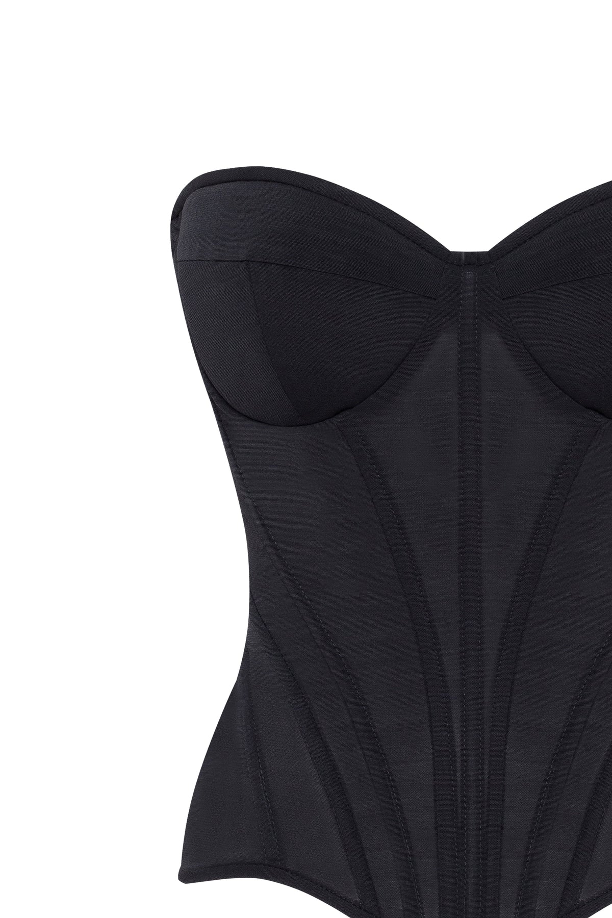 SMART HEART-SHAPED LOW-WAIST BLACK FITTED CORSET, MIDNIGHT WALK