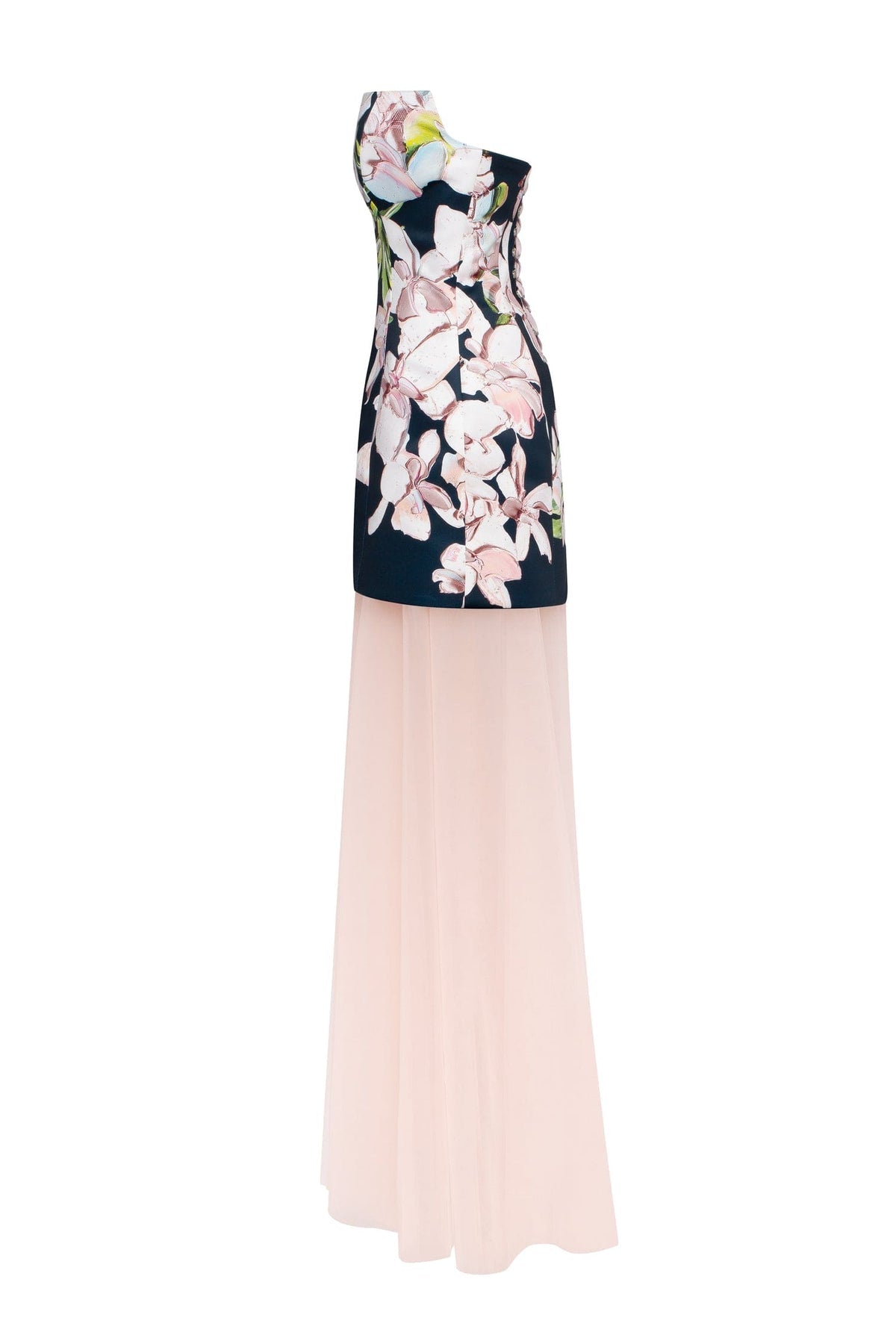 2-IN-1 FLORAL MINI DRESS WITH A DETACHABLE LIGHT PEACH UNDERSKIRT