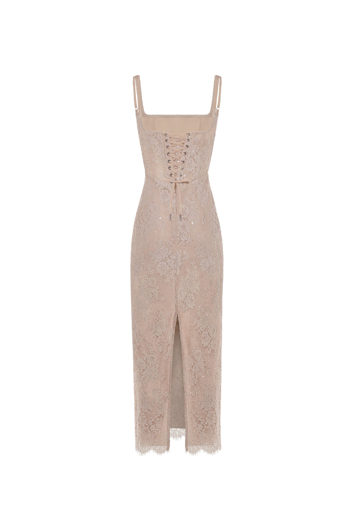 Beige sequinned maxi dress
