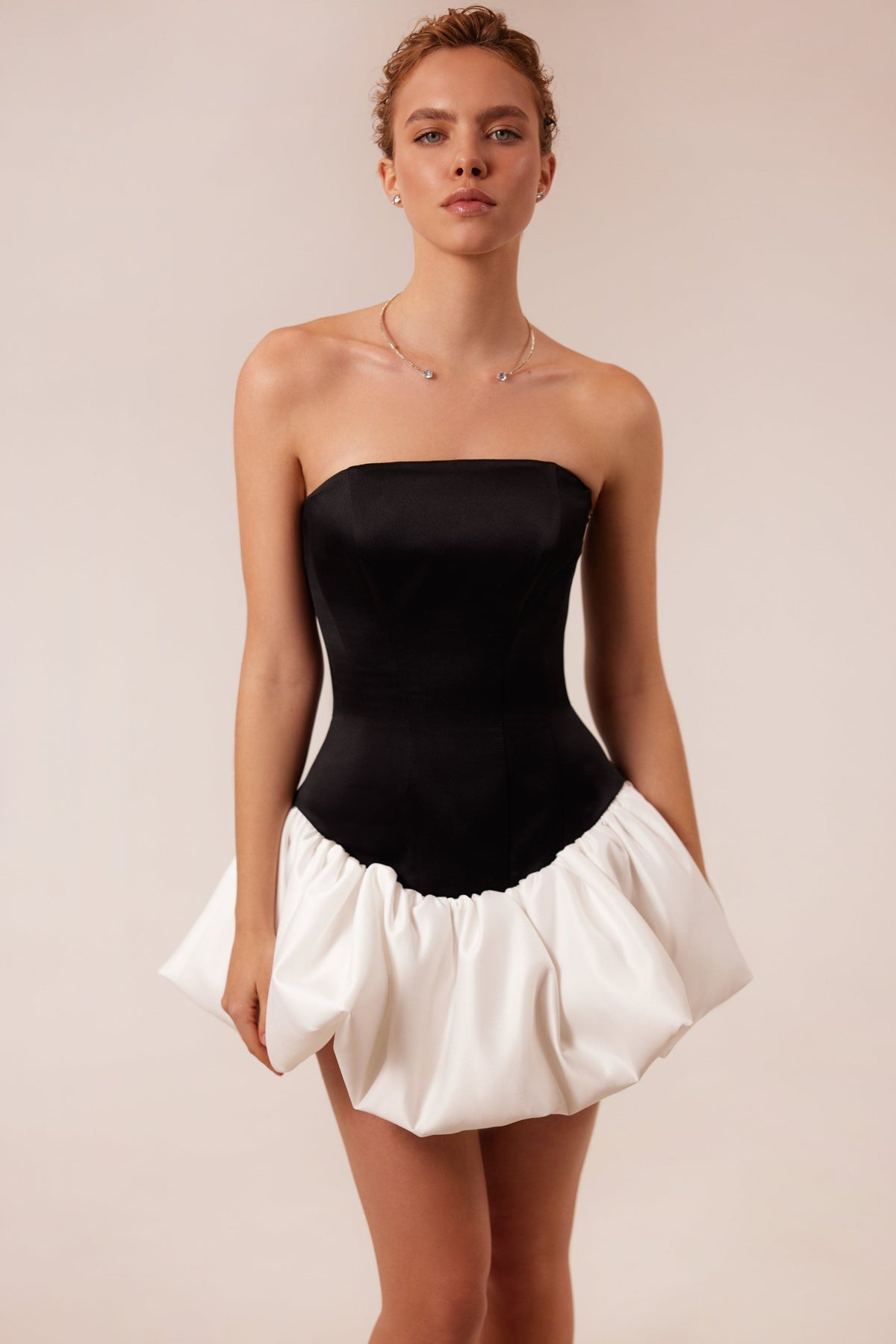 SWAN-LIKE MINI CORSET DRESS, GLOW-UP