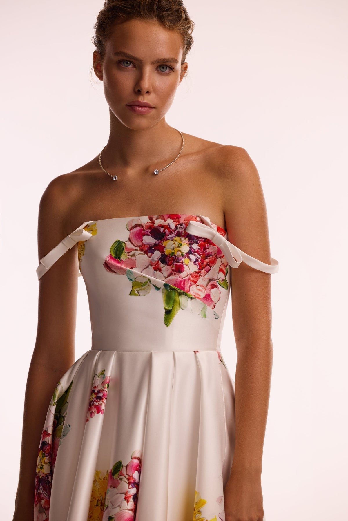 TEA-LENGTH IVORY FLORAL DRESS, GLOW-UP