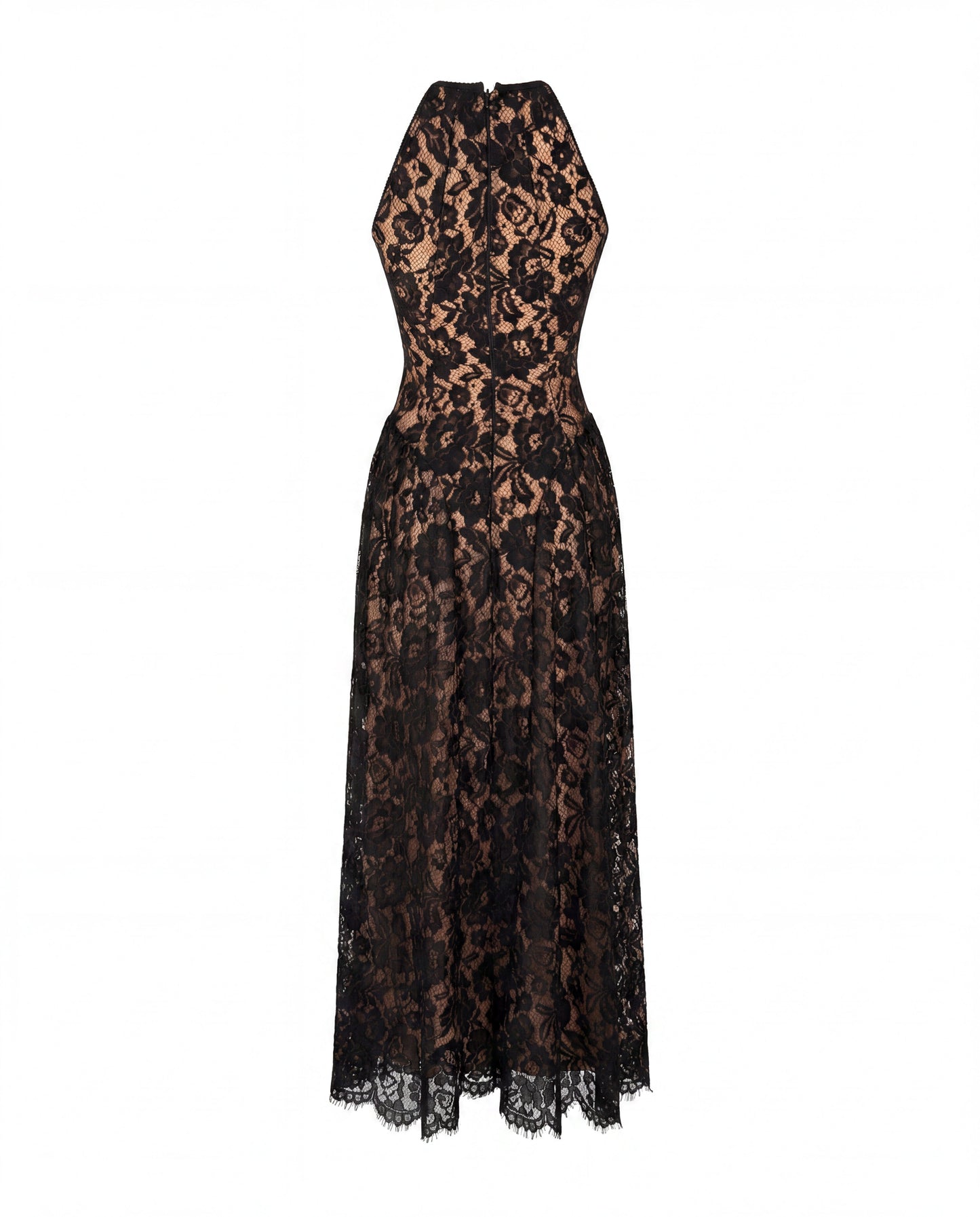 BLACK CHANTILLY LACE MAXI DRESS