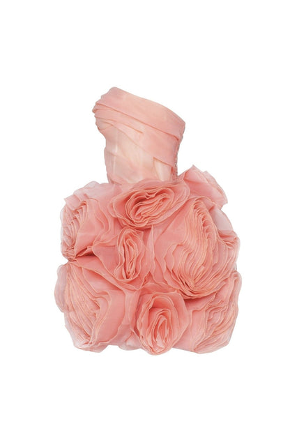 APPLIQUED ORGANZA CORAL MINI DRESS