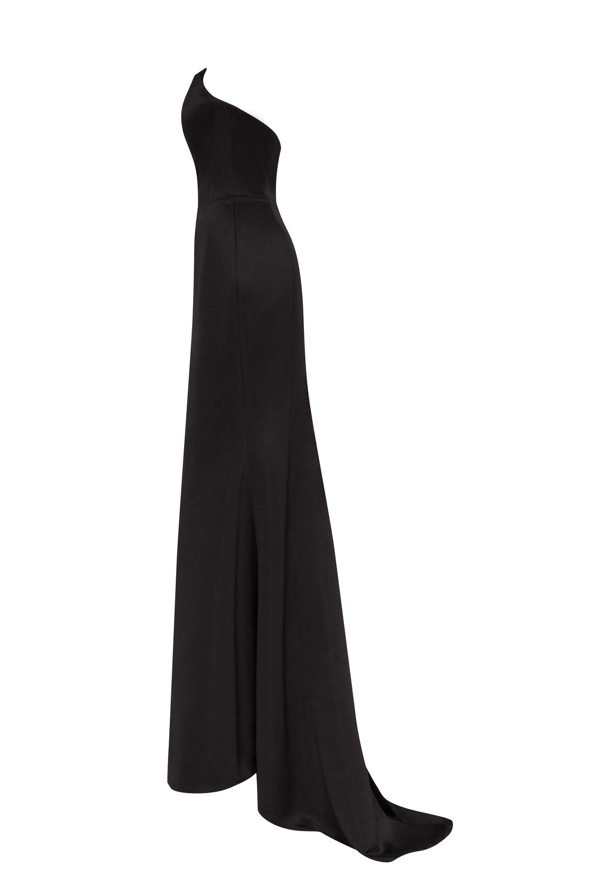 BLACK ELEGANT STRAPLESS TRUMPET EVENING GOWN