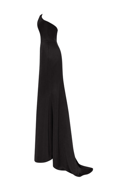 BLACK ELEGANT STRAPLESS TRUMPET EVENING GOWN