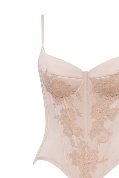 BEIGE SCULPTING LACE CORSET, PARISIENNE