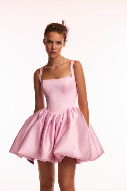 ADORABLE PINK MINI DRESS WITH PUFFY SKIRT, GLOW-UP