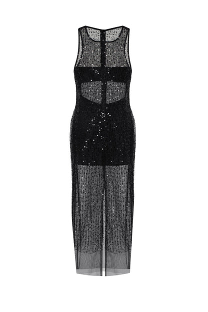 SENSATIONAL SHEER LACE MAXI DRESS, XO XO