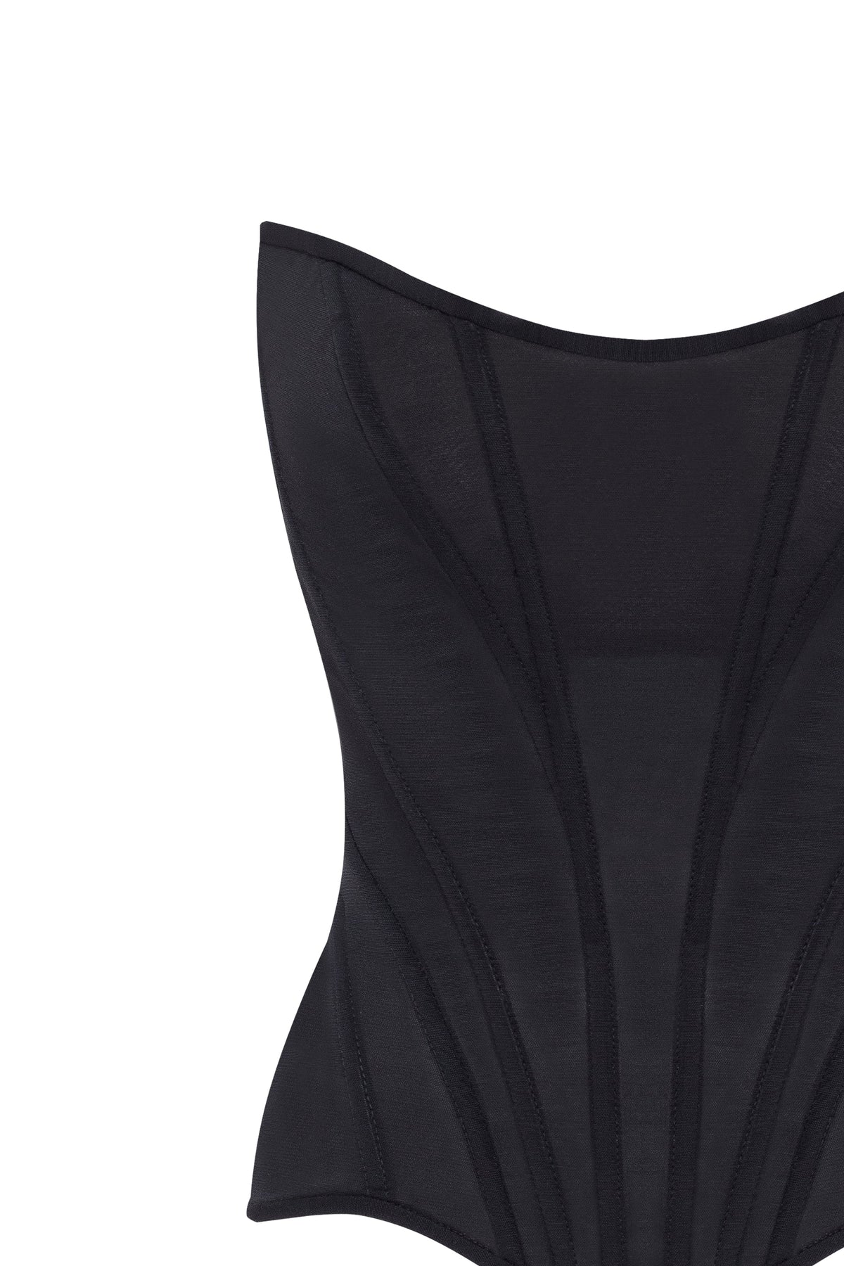 CHIC LOW-WAIST BLACK FITTED CORSET, MIDNIGHT WALK
