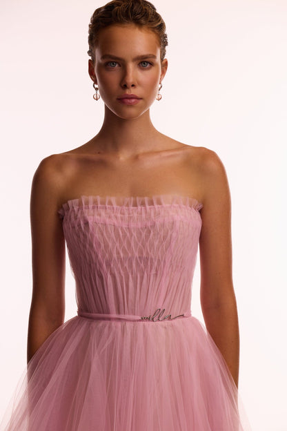 AIRY TULLE MAXI DRESS IN BARBIE PINK