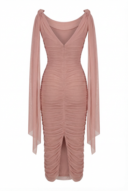 MIDI DRESS IN ITALIAN MESH WITH DRAPING
