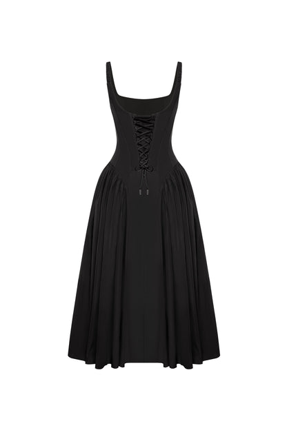 Black corset midi dress
