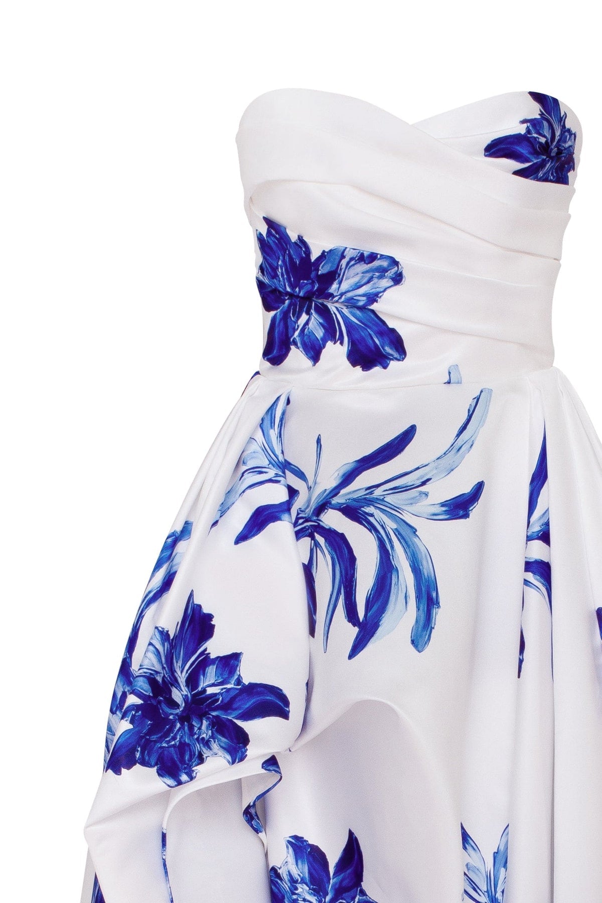 WONDERFUL WHITE A-LINE MAXI DRESS WITH BLUE FLOWERS, GLOW-UP