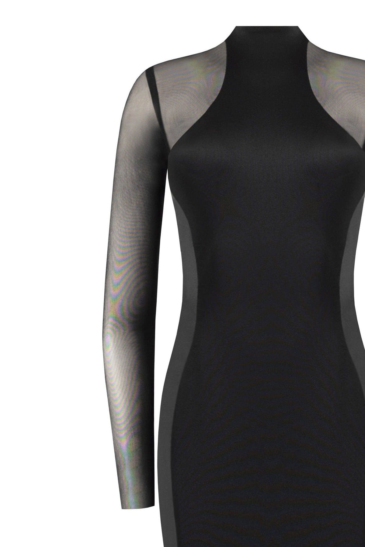 SHOWSTOPPER BLACK DRESS WITH SEMI-TRANSPARENT INSERTS