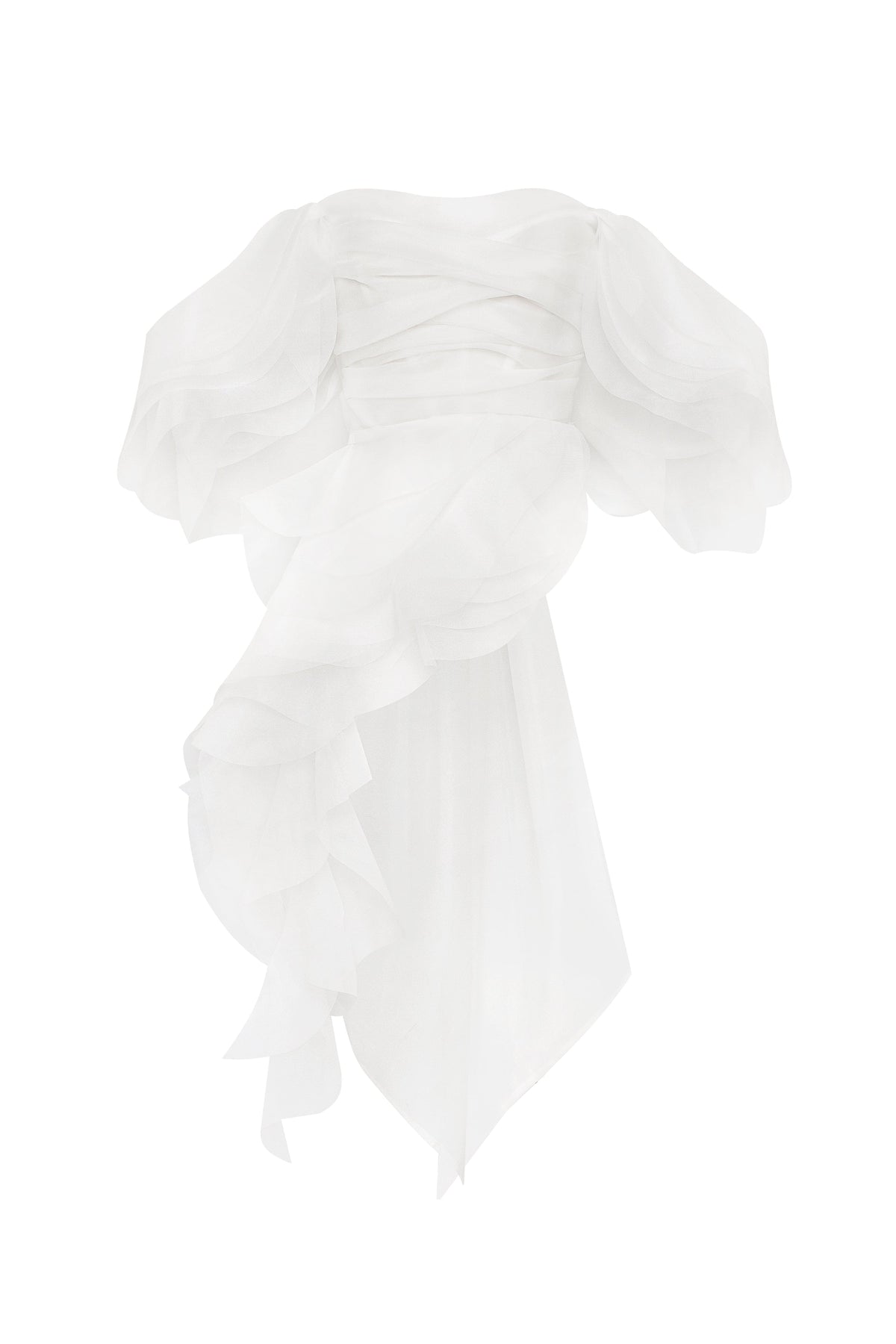 DREAMY BLOUSE WITH MERINGUE FLOUNCES IN WHITE, MIDNIGHT WALK