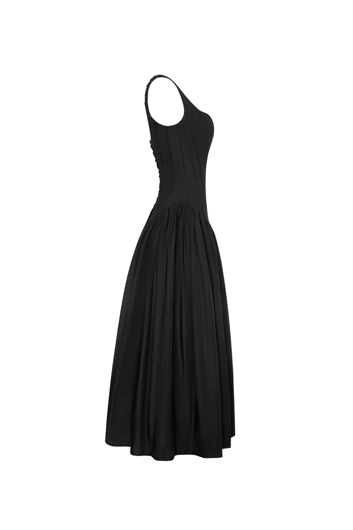 BLACK CORSET MIDI DRESS