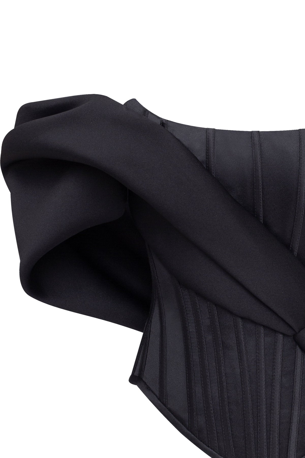 SPECTACULAR STRUCTURED BONED CORSET IN BLACK, MIDNIGHT WALK
