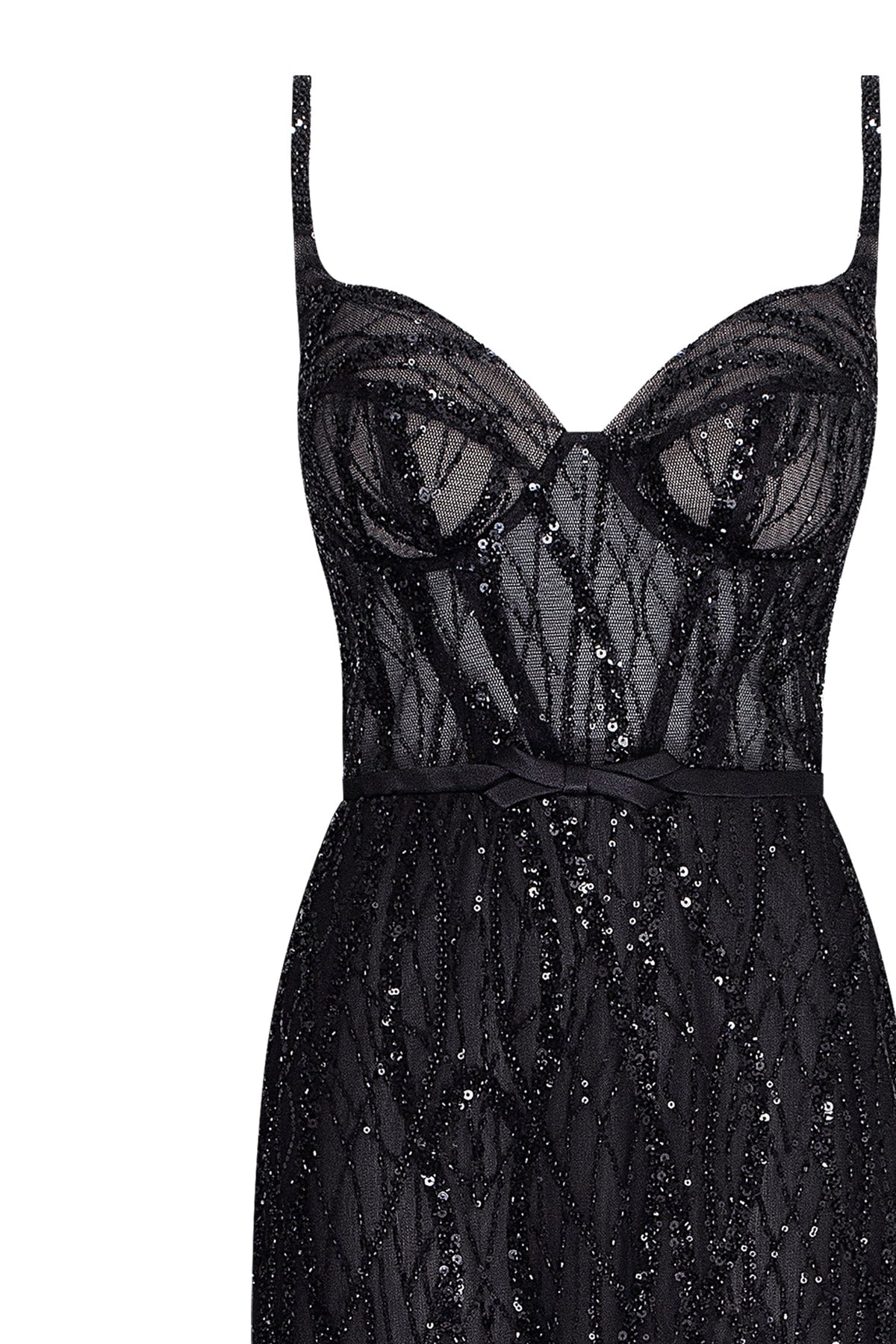ASTONISHING SEQUINED MAXI GOWN ON SPAGHETTI STRAPS