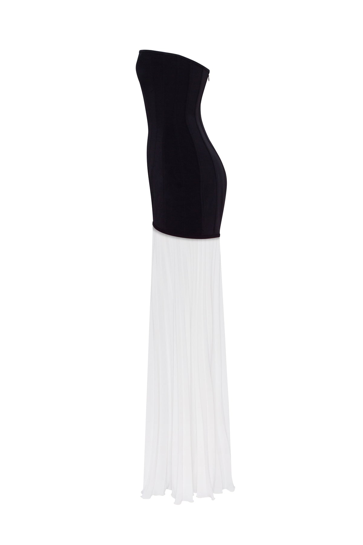 BLACK&WHITE DRESS WITH A PLEATED SKIRT, PARISIENNE