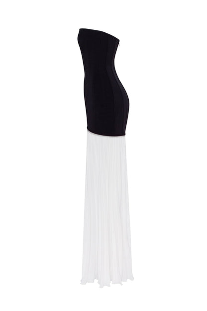 BLACK&WHITE DRESS WITH A PLEATED SKIRT, PARISIENNE