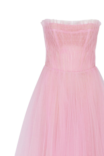 AIRY TULLE MAXI DRESS IN BARBIE PINK