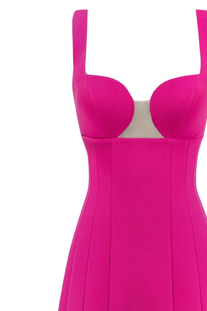 GLOSSY ULTRA MINI DRESS IN PINK WITH CUTOUTS