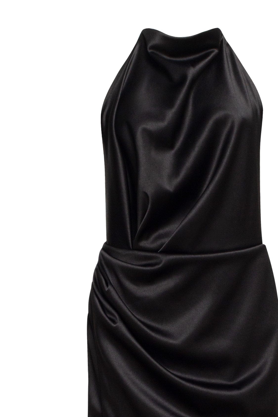 BLACK MOCK NECK SLEEVELESS LOW SLIT DRESS
