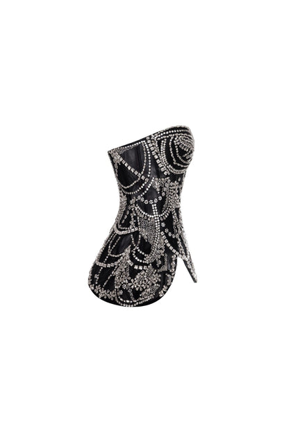 CRYSTAL-COVERED BLACK CORSET
