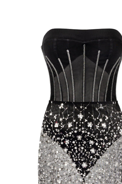 CRYSTAL-COVERED FABULOUS BLACK MAXI DRESS