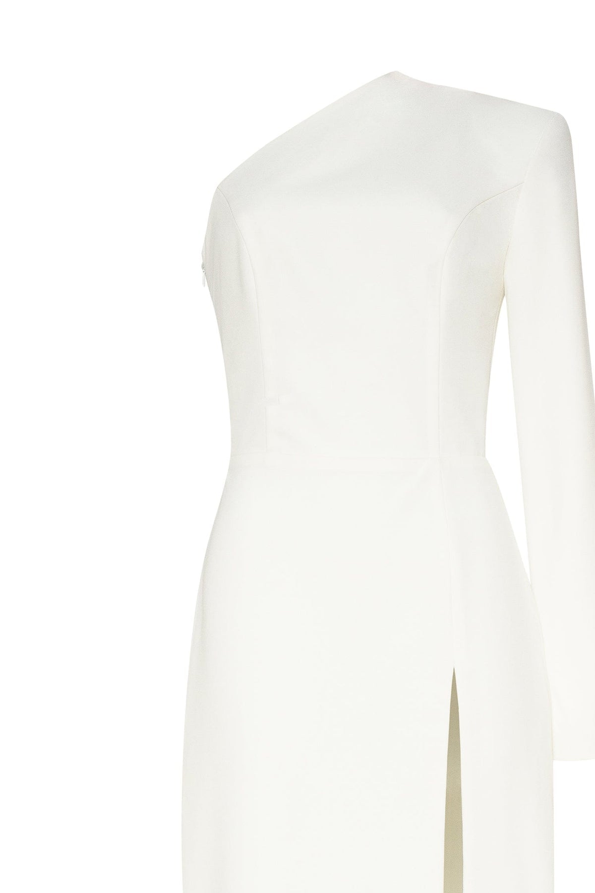 WHITE LONG-SLEEVED DRESS WITH SHARP SHOULDER CUT