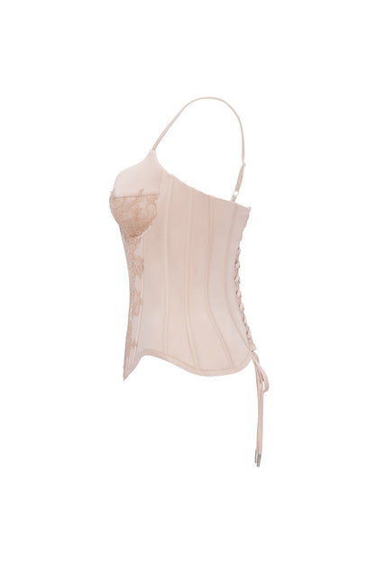Beige sculpting lace corset