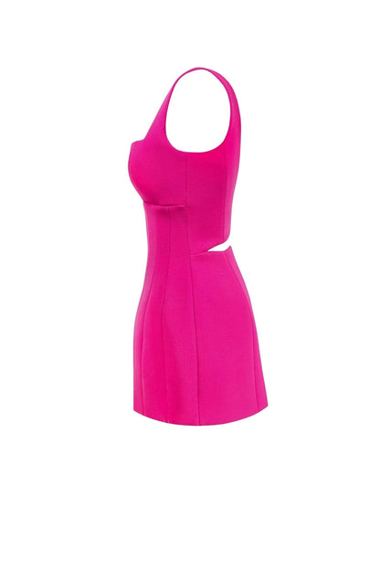 GLOSSY ULTRA MINI DRESS IN PINK WITH CUTOUTS