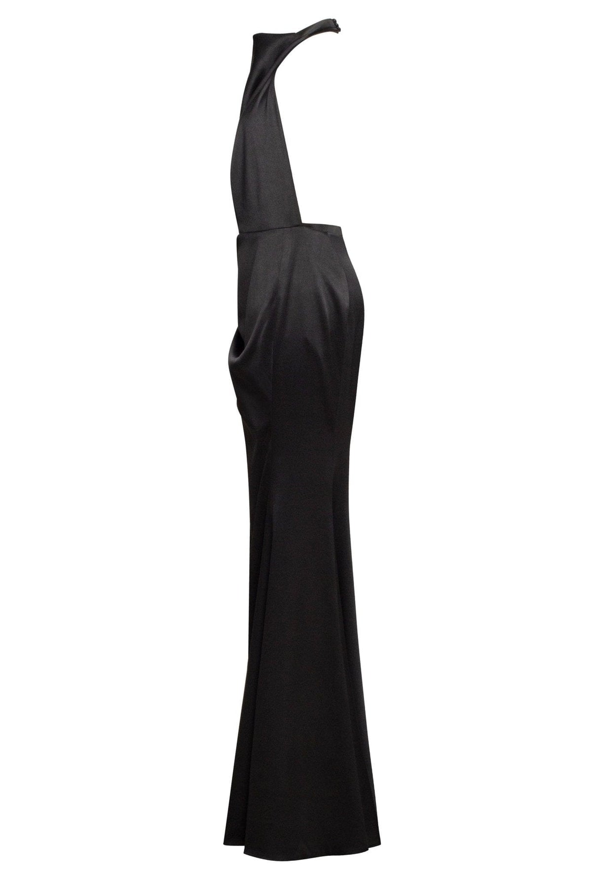 BLACK MOCK NECK SLEEVELESS LOW SLIT DRESS