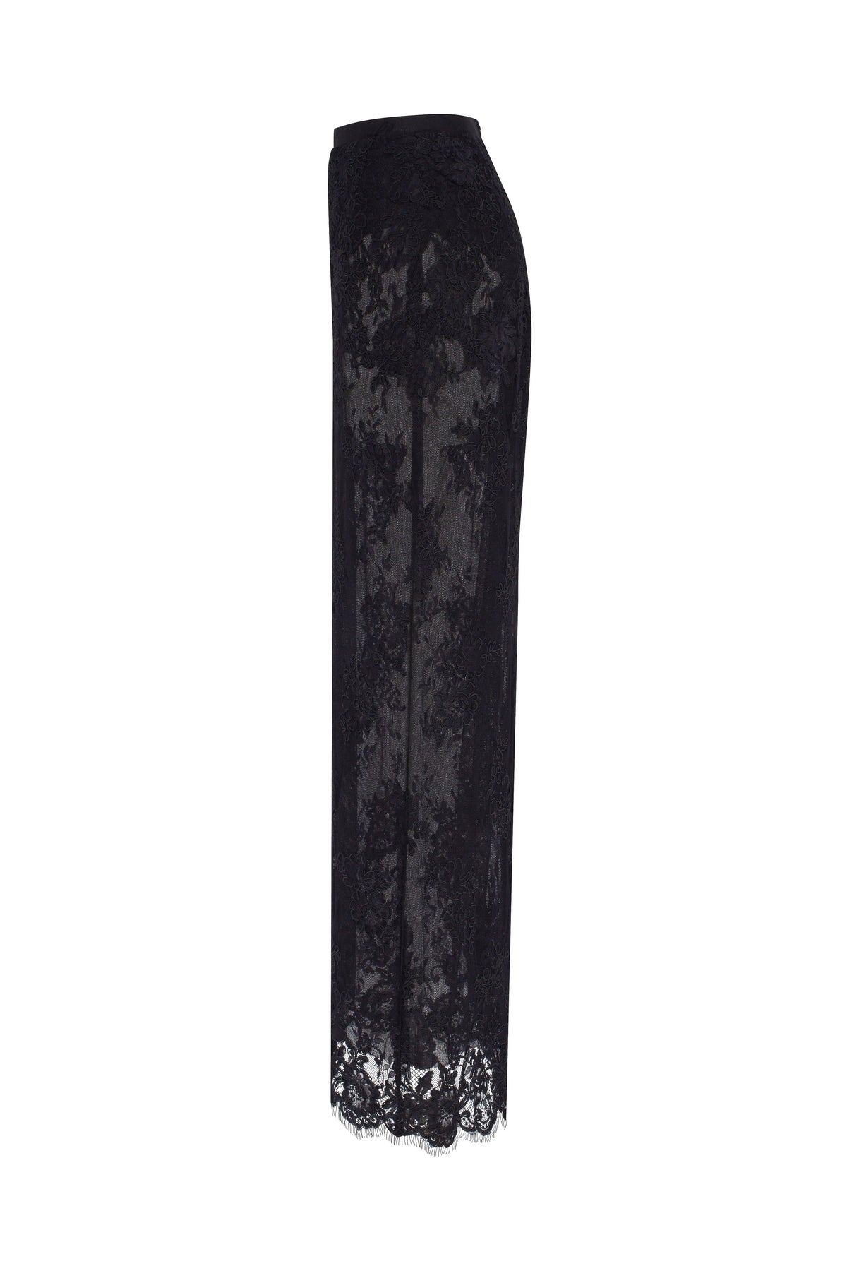 SENSUAL SEMI-SHEER MAXI SKIRT CRAFTED FROM BLACK FLORAL LACE, PARISIENNE