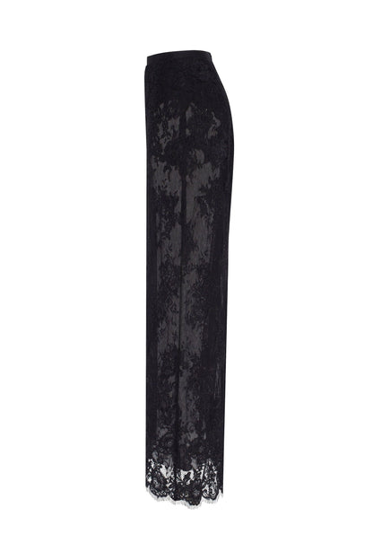 SENSUAL SEMI-SHEER MAXI SKIRT CRAFTED FROM BLACK FLORAL LACE, PARISIENNE