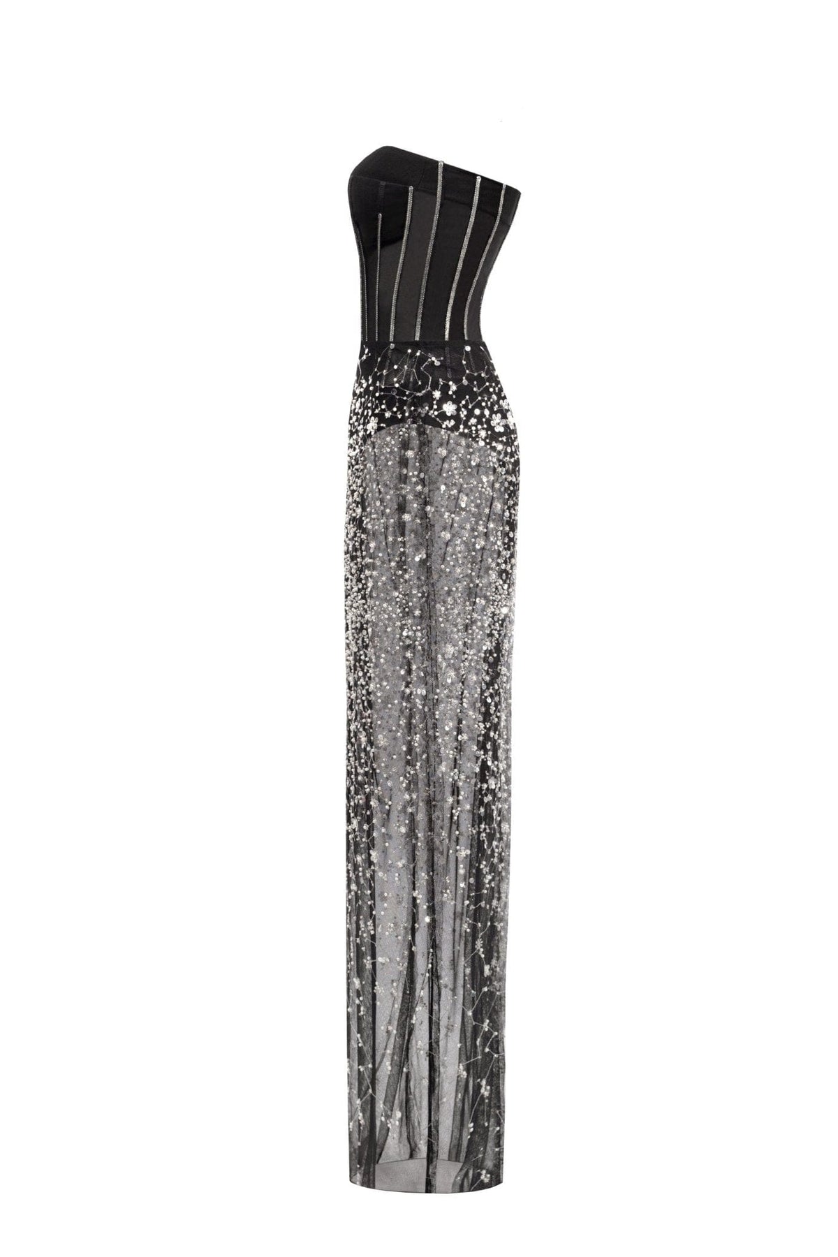 CRYSTAL-COVERED FABULOUS BLACK MAXI DRESS