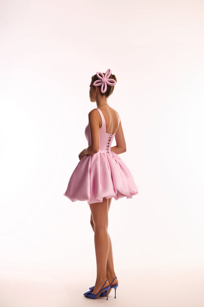 ADORABLE PINK MINI DRESS WITH PUFFY SKIRT, GLOW-UP