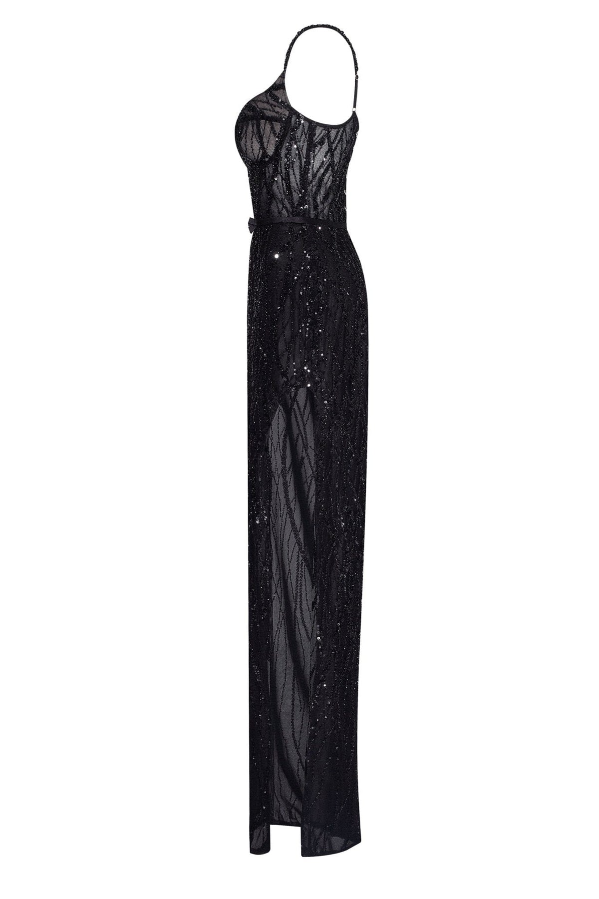 ASTONISHING SEQUINED MAXI GOWN ON SPAGHETTI STRAPS