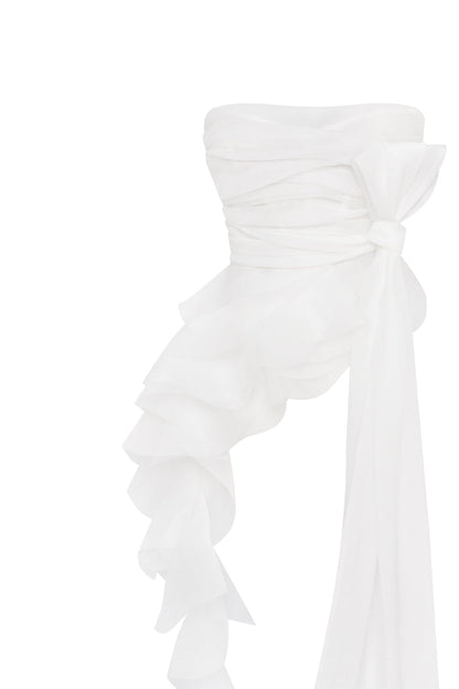 DREAMY BLOUSE WITH MERINGUE FLOUNCES IN WHITE, MIDNIGHT WALK