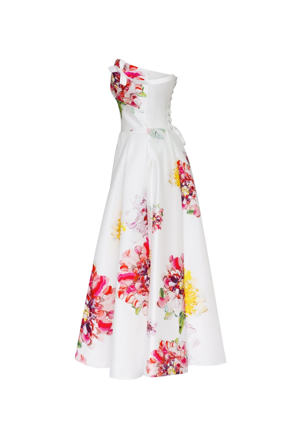 TEA-LENGTH IVORY FLORAL DRESS, GLOW-UP