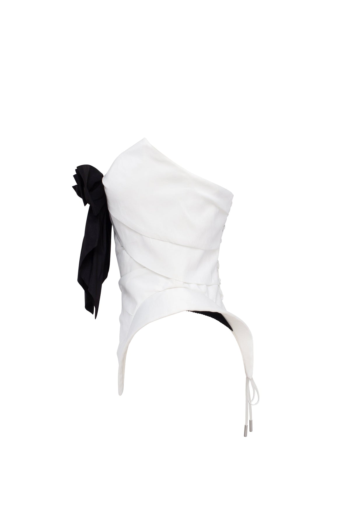 SLEEVELESS WHITE CORSET WITH DETACHABLE BOW, PARISIENNE