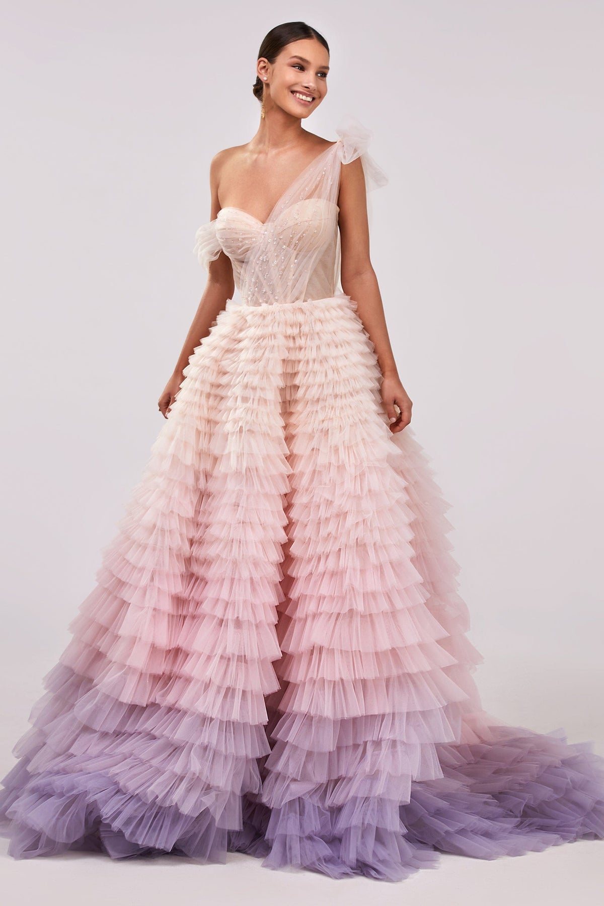 CHARMING BALL GOWN WITH THE FRILL-LAYERED OMBRE MAXI SKIRT