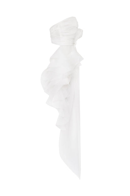 DREAMY BLOUSE WITH MERINGUE FLOUNCES IN WHITE, MIDNIGHT WALK