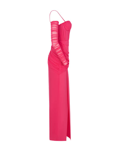 FULL PINK BUSTIER MAXI DRESS