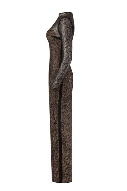 CRYSTAL-EMBELLISHED STRIKING MAXI DRESS