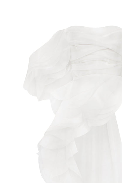 DREAMY BLOUSE WITH MERINGUE FLOUNCES IN WHITE, MIDNIGHT WALK