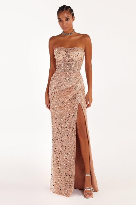 RADIANT IN GOLD MAXI DRESS